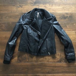 Free People motorcycle faux leather jacket